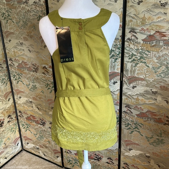 PRESS WOMENS SLEEVELESS EMBROIDERED HEM, TANK TOP PERIDOT GREEN SIZE SP - Picture 5 of 15